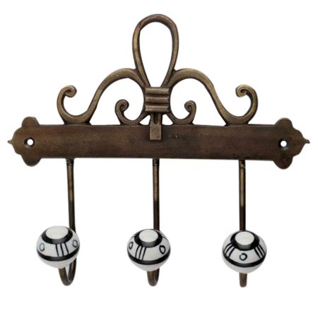 Black Floral Ceramic Iron Hooks